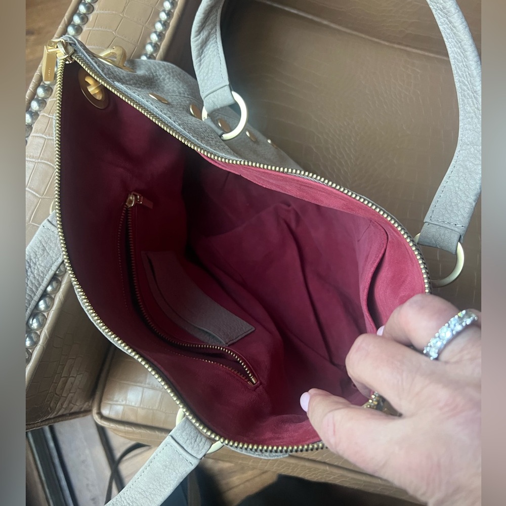 Hammitt Daniel Medium Grey Natural/Brushed Gold Womens Satchel Bag - Picture 3 of 8
